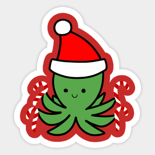 Candy Cane Octopus Sticker